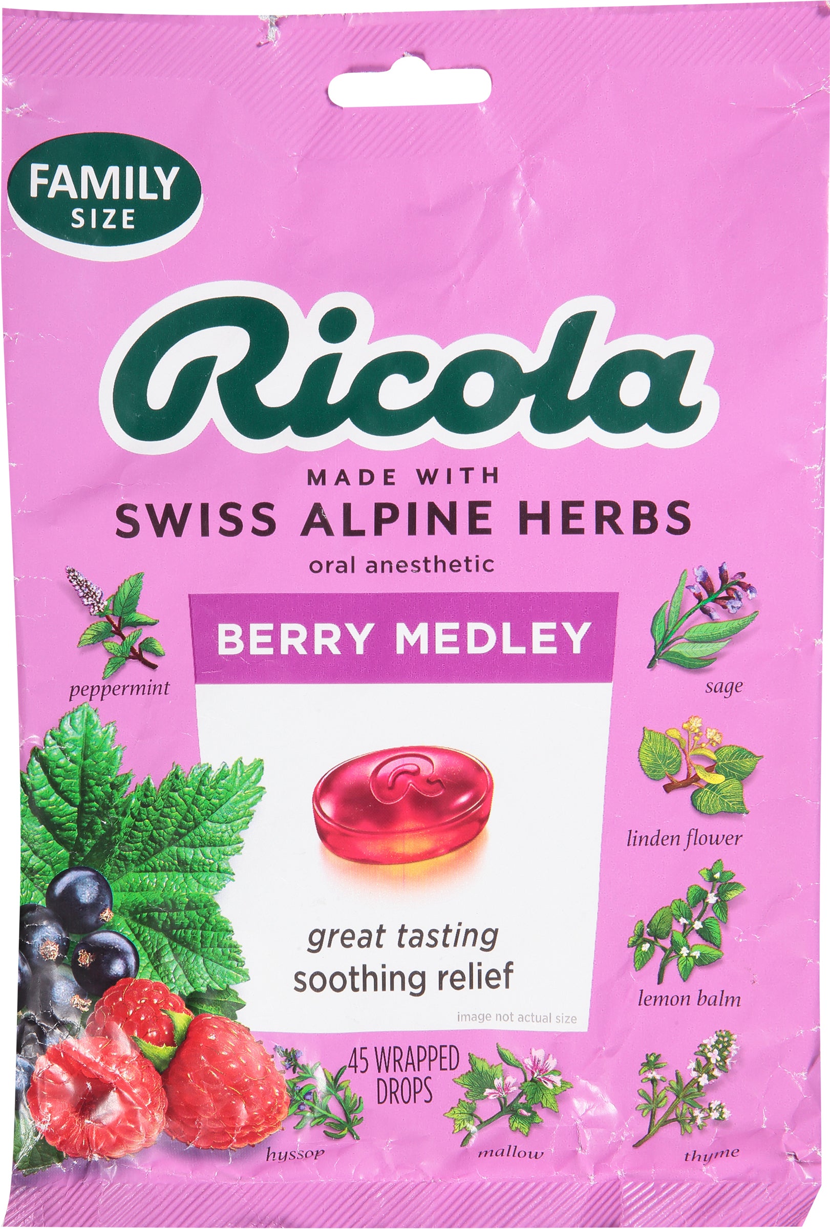 Ricola Berry Medley Oral Drops 45 ea Bag - Case of 6