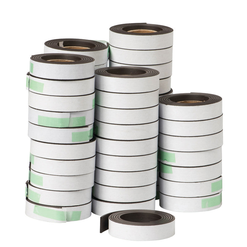 DOWLING MAGNETS - Magnet Strip with Adhesive, 1/2" x 30", 48 Rolls