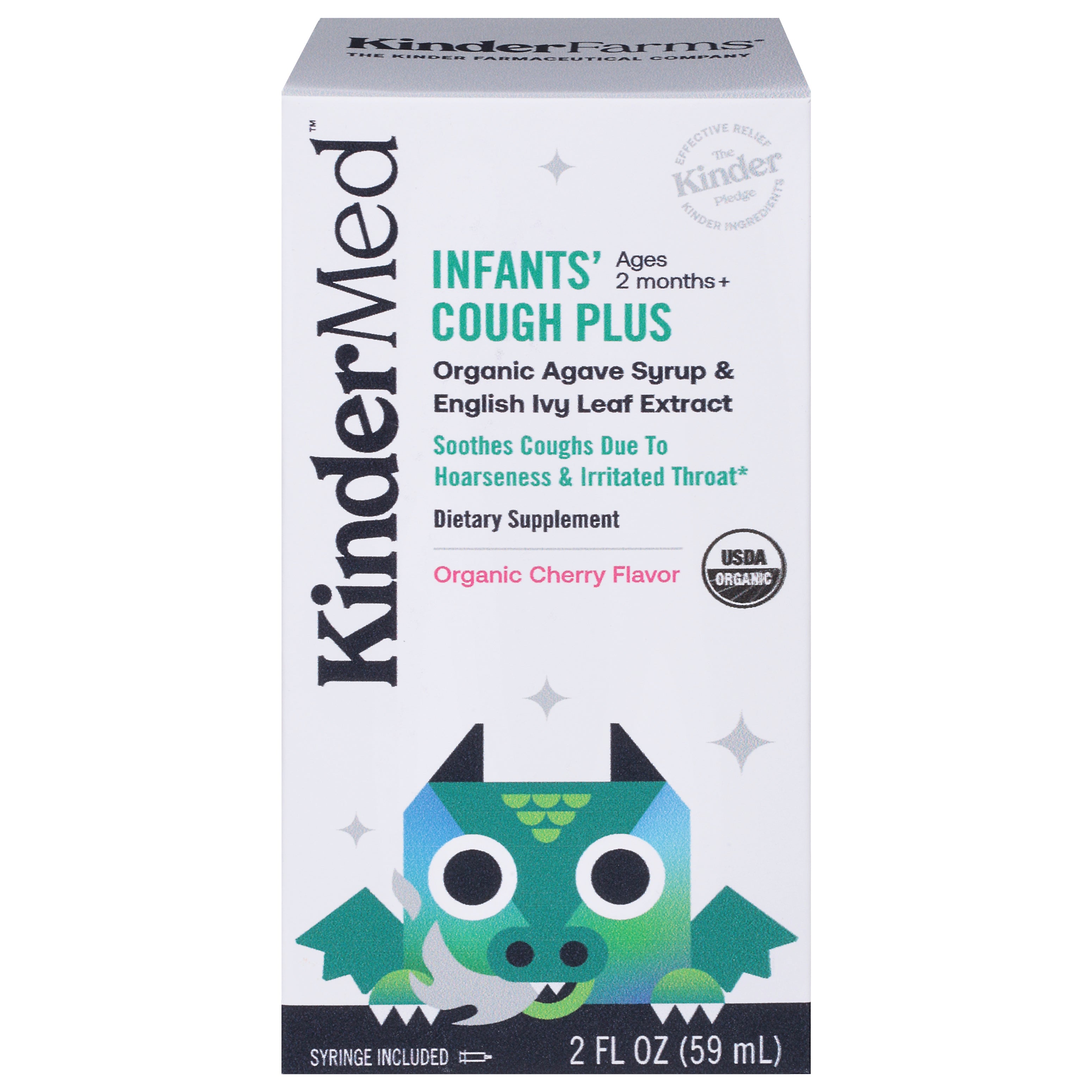 KinderMed Infants' Cough Plus Organic Cherry Flavor 2 fl oz - Case of 1