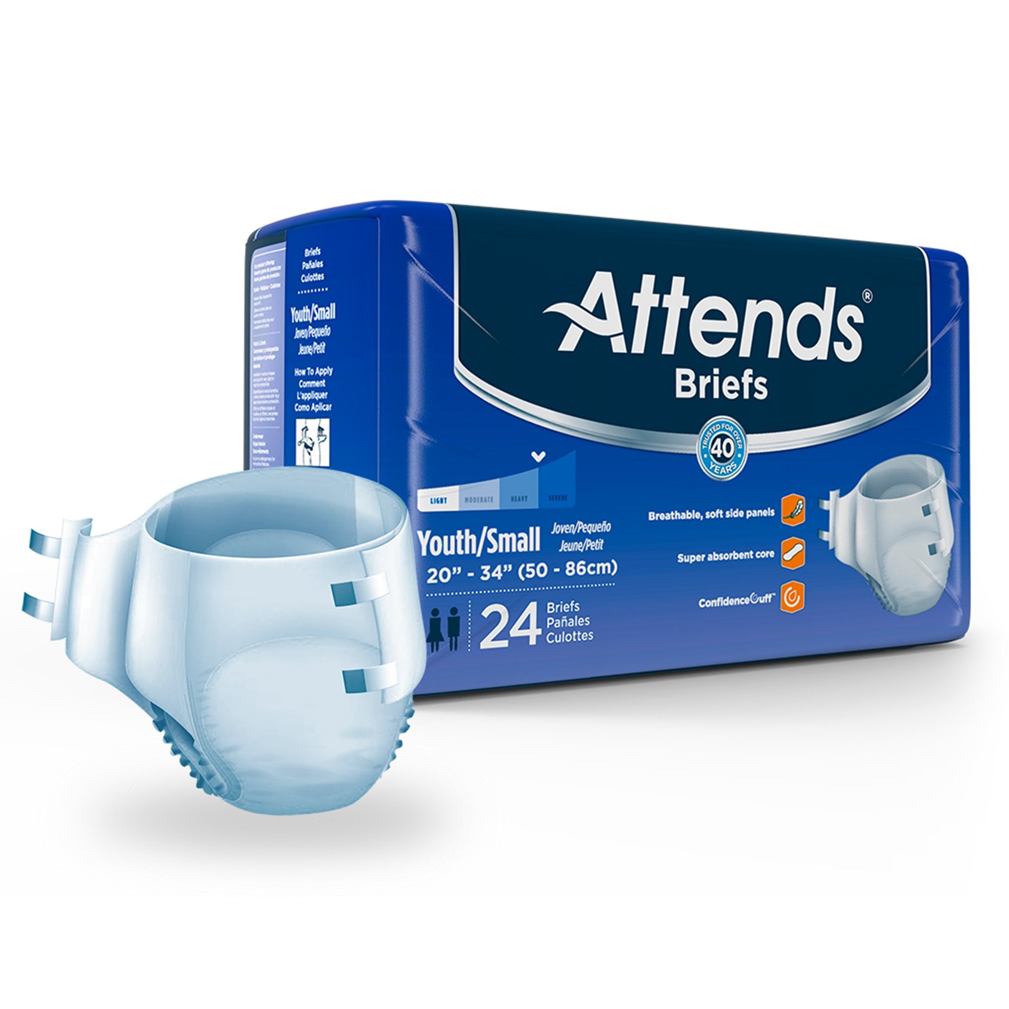 Attends Healthcare Products - Unisex Youth Incontinence Brief Attends® Small Disposable Heavy Absorbency [96/CS]