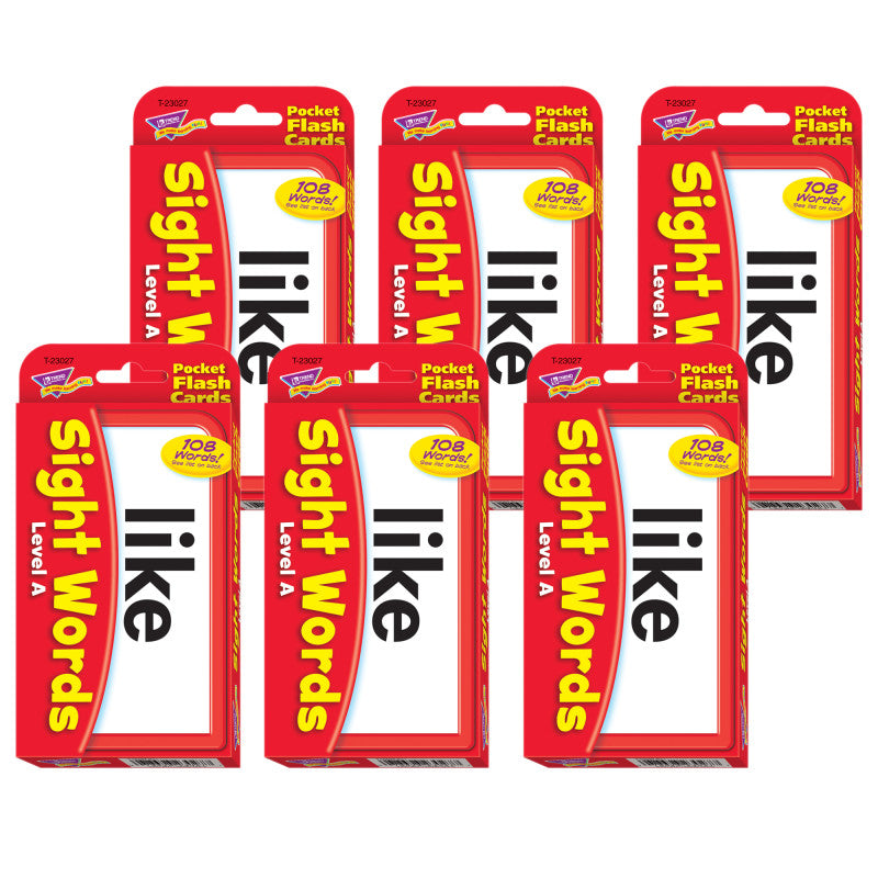 TREND - Sight Words – Level A Pocket Flash Cards, 6 Packs