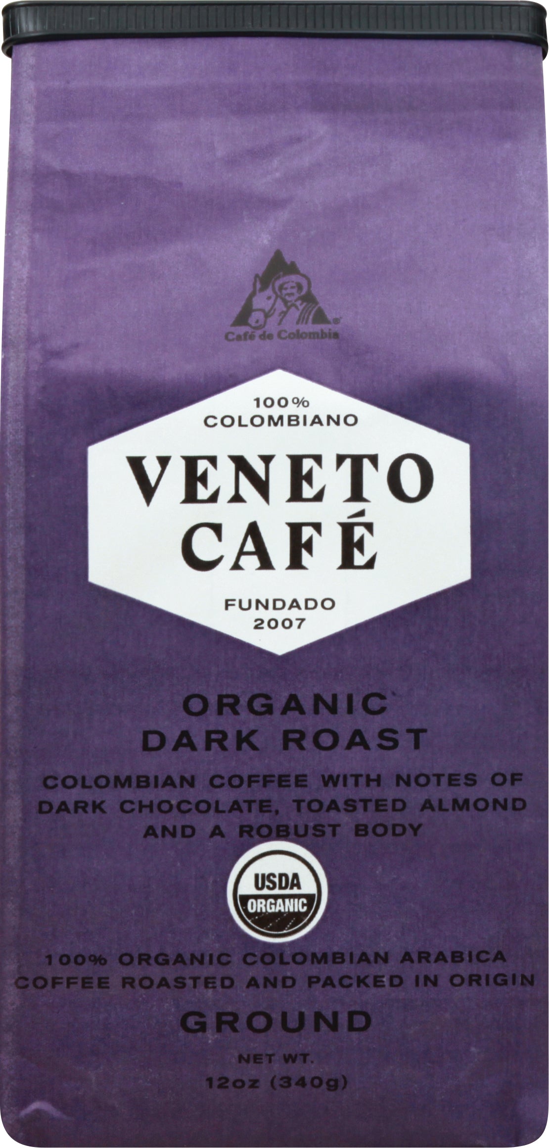 Veneto Cafe Organic Dark Roast Ground Coffee 12 oz - Case of 6