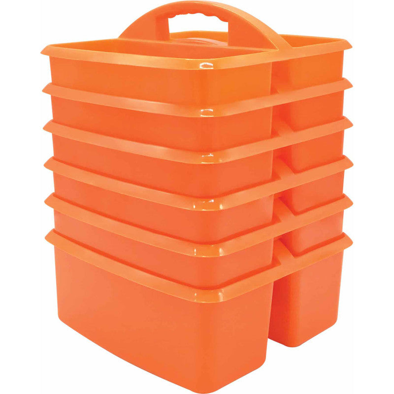 TEACHER CREATED RESOURCES - Orange Plastic Storage Caddy, Pack of 6