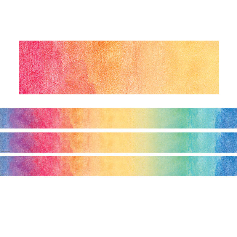 TEACHER CREATED RESOURCES - Watercolor Straight Rolled Border Trim, 50 Feet Per Roll, 3 Rolls