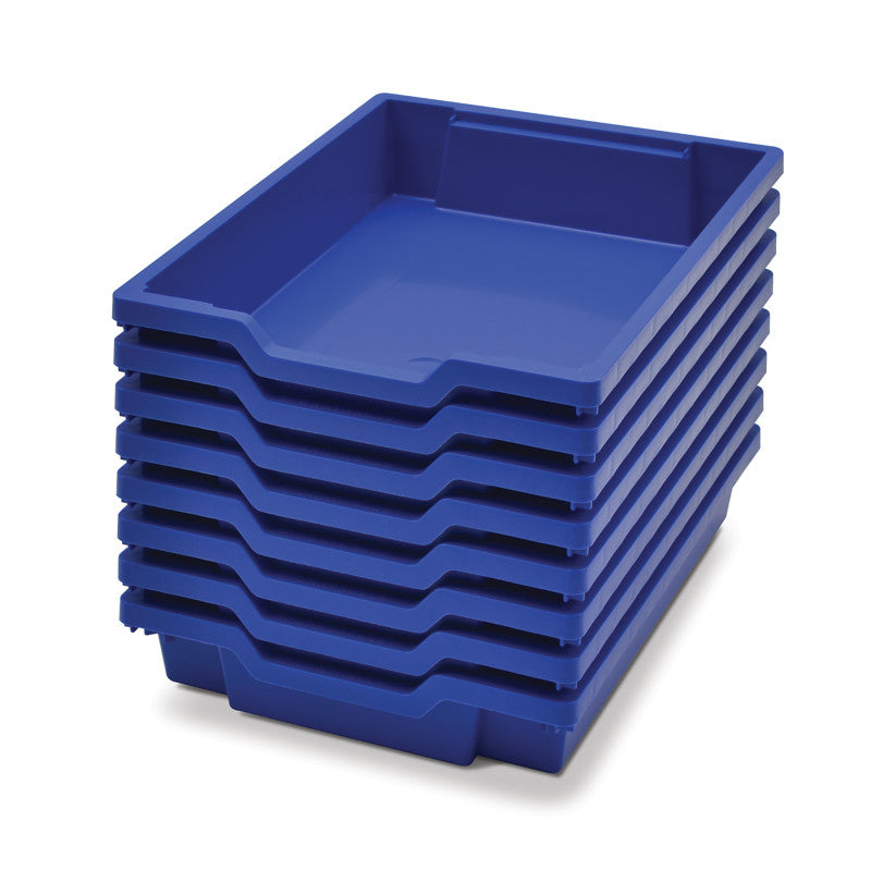 GRATNELLS - Shallow F1 Tray, Royal Blue, 12.3" x 16.8" x 3", Heavy Duty School, Industrial & Utility Bins, Pack of 8
