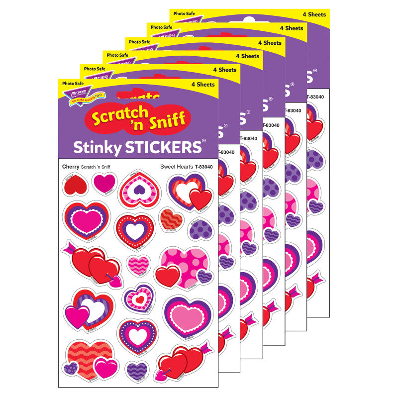 TREND - Sweet Hearts/Cherry Mixed Shapes Stinky Stickers®, 72 Per Pack, 6 Packs