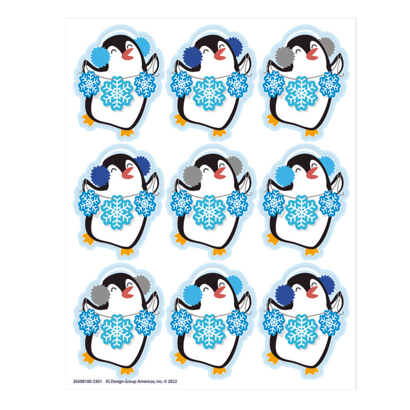 EUREKA - Winter Penguin Giant Stickers, 36 Per Pack, 12 Packs