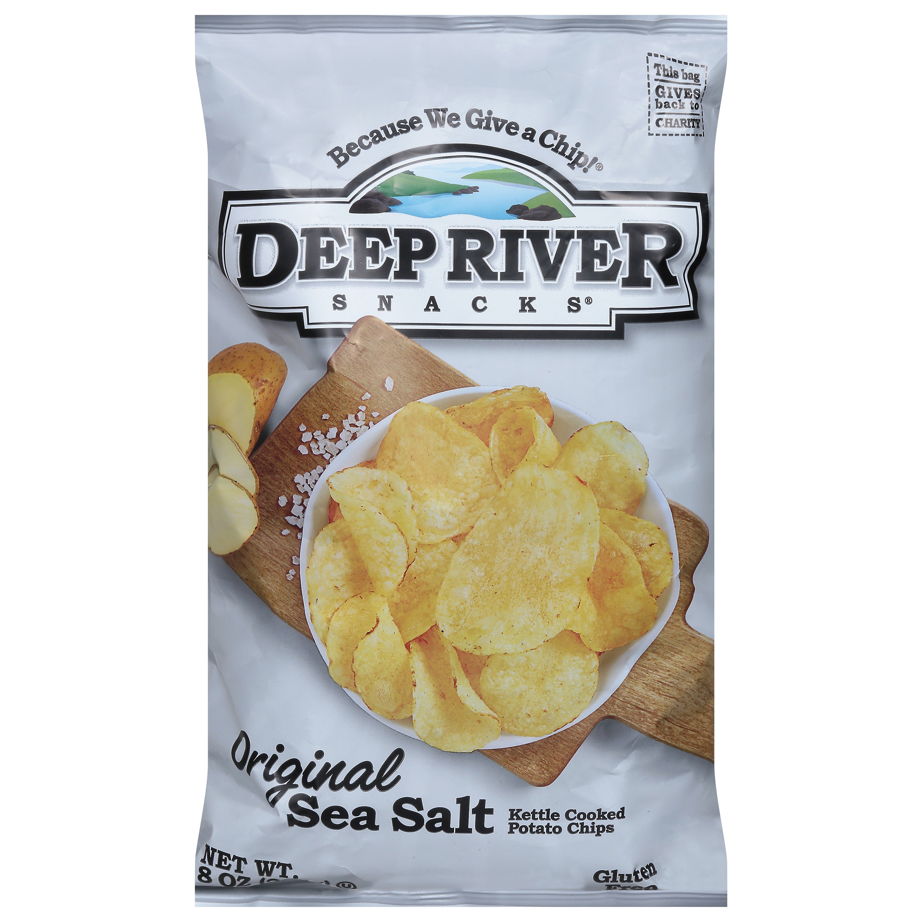 Deep River Snacks Kettle Cooked Original Sea Salt Potato Chips 8 oz - Case of 12