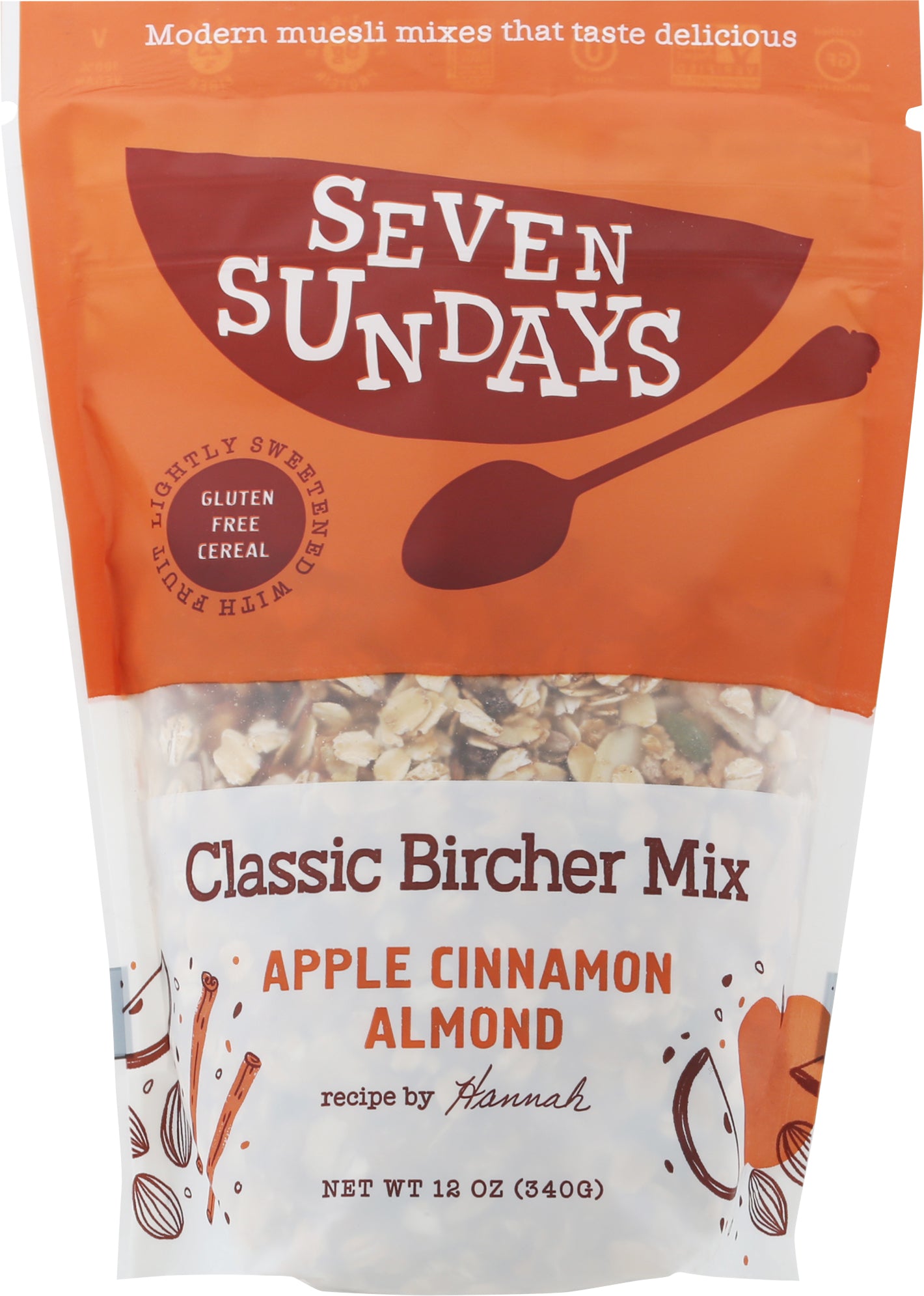 Seven Sundays Classic Bircher Mix Apple Cinnamon Almond Cereal 12 oz - Case of 6