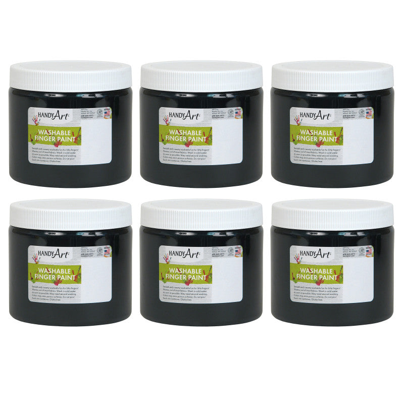 HANDY ART - Washable Finger Paint, Black, 16 oz., Pack of 6