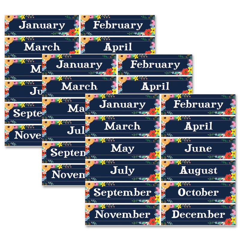 TEACHER CREATED RESOURCES - Wildflowers Monthly Headliners, 12 Per Pack, 3 Packs