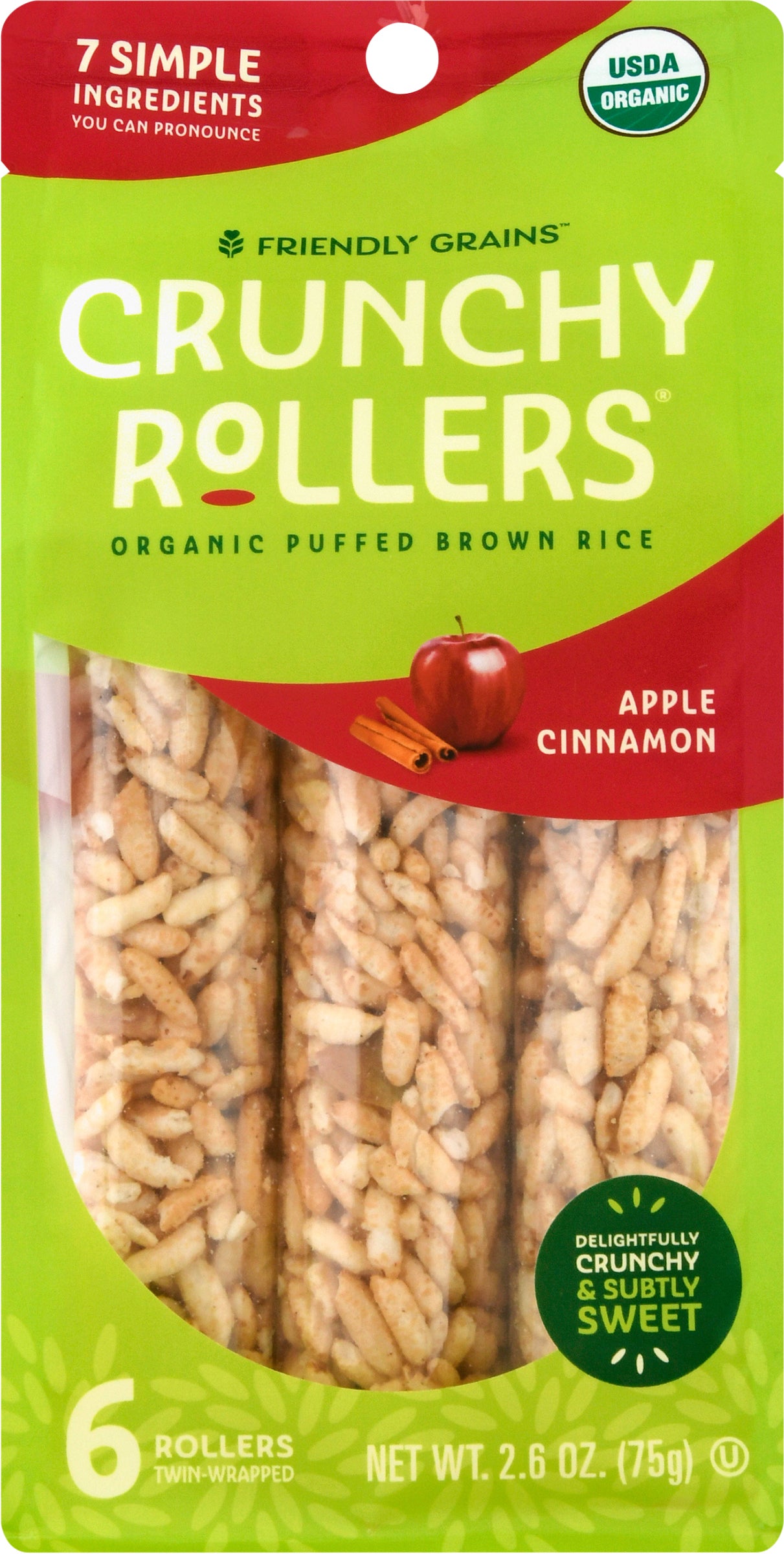 Friendly Grains Apple Cinnamon Crunchy Rollers 6 ea - Case of 9