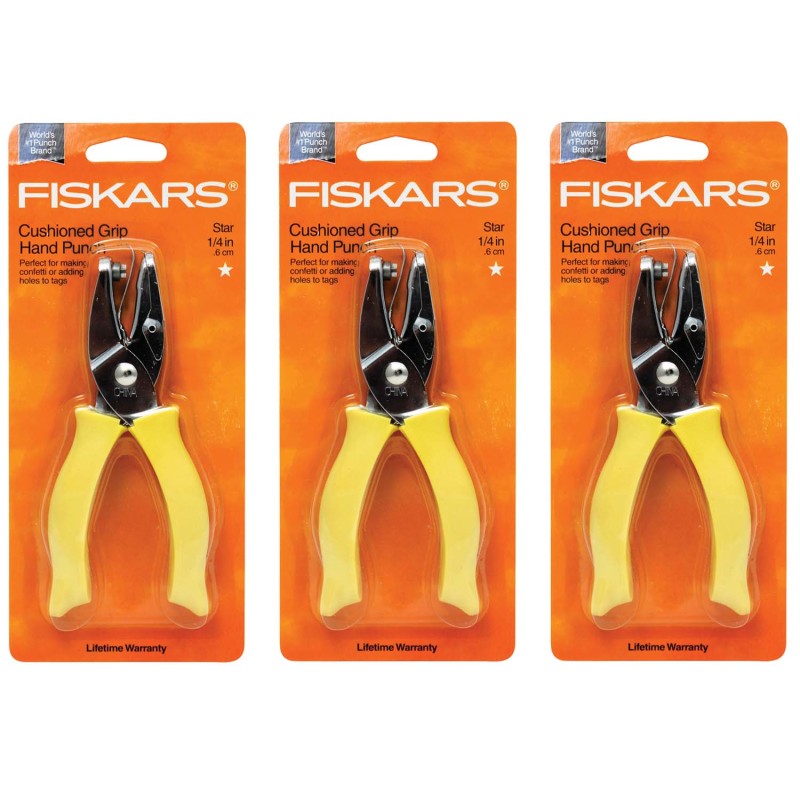 FISKARS - Hand Punches, 0.25" Star, Pack of 3