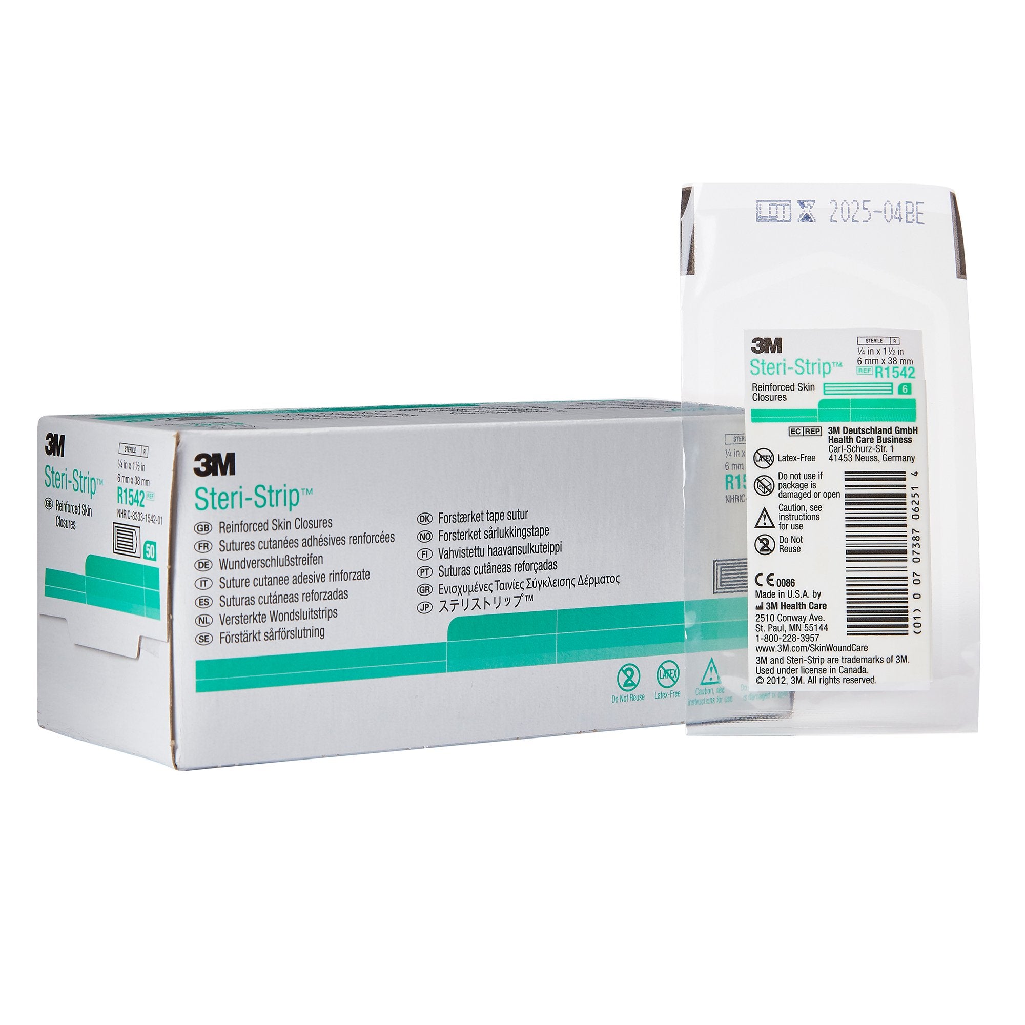 Solventum Corporation - Skin Closure Strip Steri-Strip™ 1/4 X 1-1/2 Inch Nonwoven Material Reinforced Strip White [50/BX]