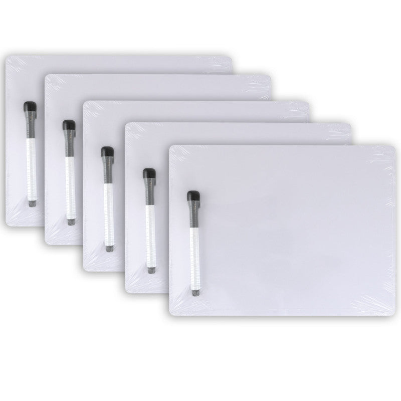 PACON - Dry Erase Whiteboard, 1-Sided, Plain, with Marker/Eraser, 9" x 12", 5 Sets