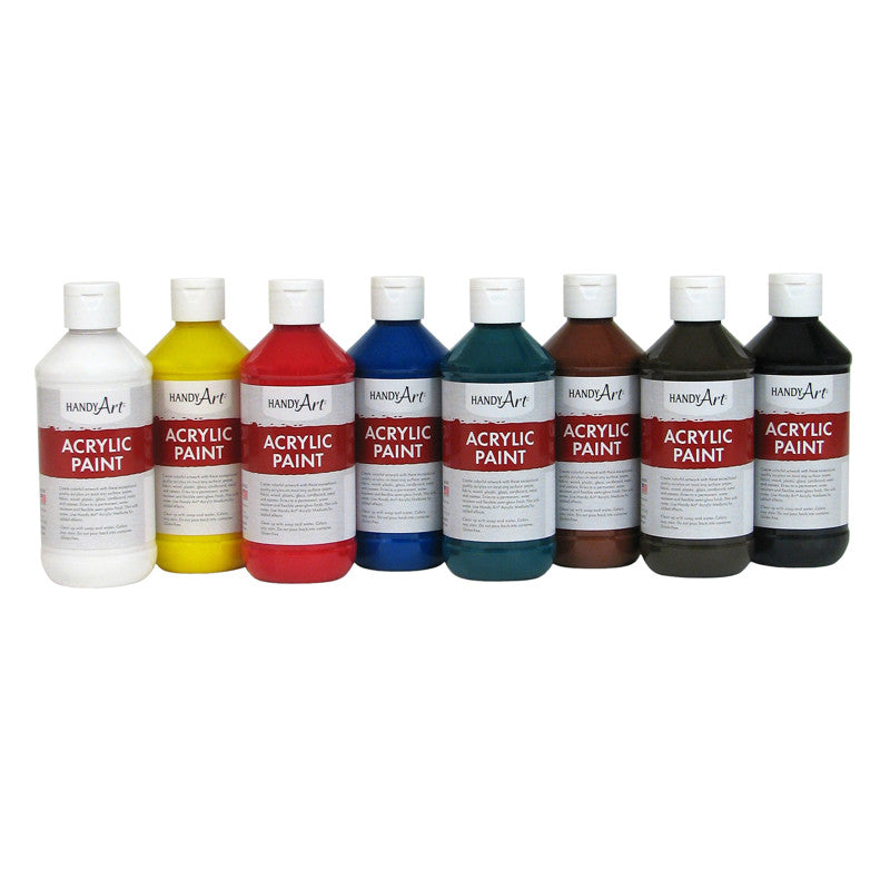HANDY ART - Acrylic Paint, 8 oz., Primary 8-Color Set