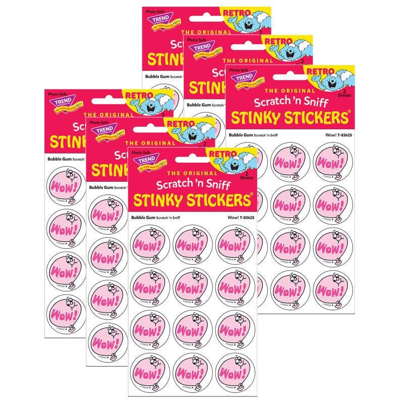 TREND - Wow!/Bubble Gum Scented Stickers, 24 Per Pack, 6 Packs