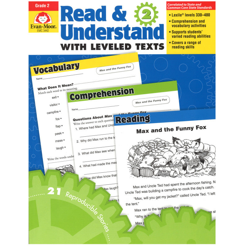 EVAN-MOOR - Read & Understand with Leveled Texts Book, Grade 2