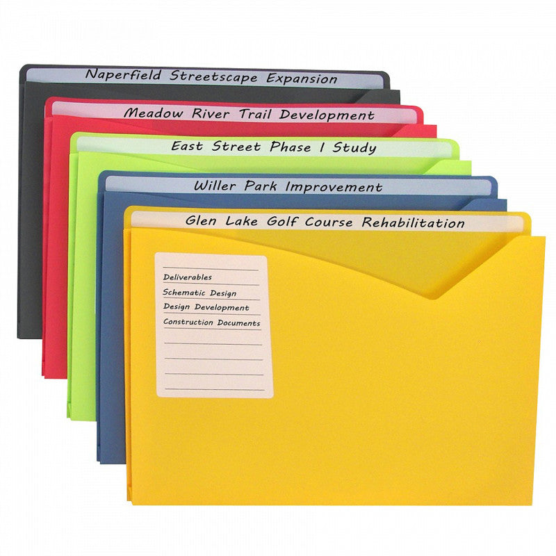 C-LINE - Write-On Poly File Jackets, Assorted Colors, 11" x 8.5", Box of 25