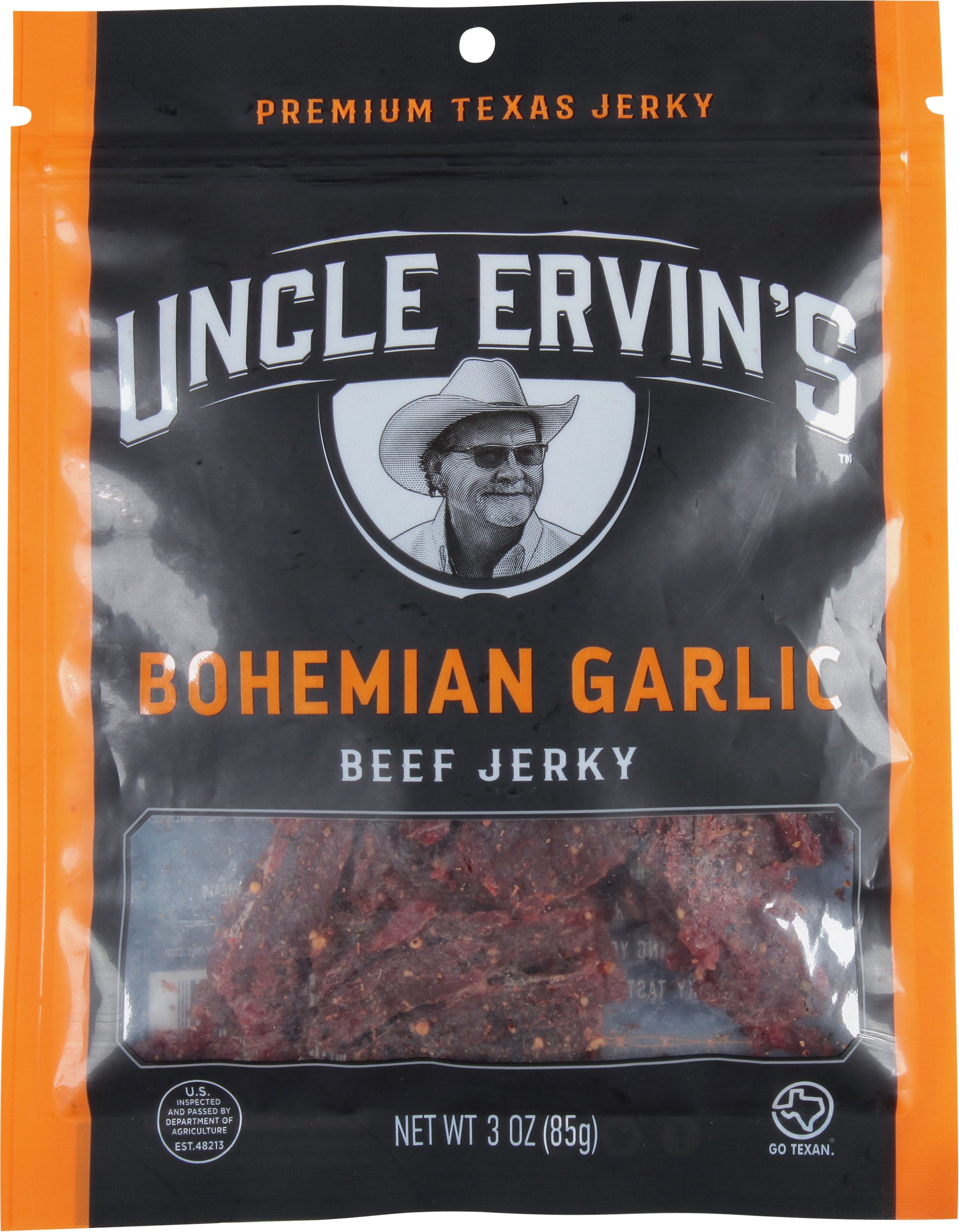 Uncle Ervin's Bohemian Garlic Beef Jerky 3 oz - Case of 15