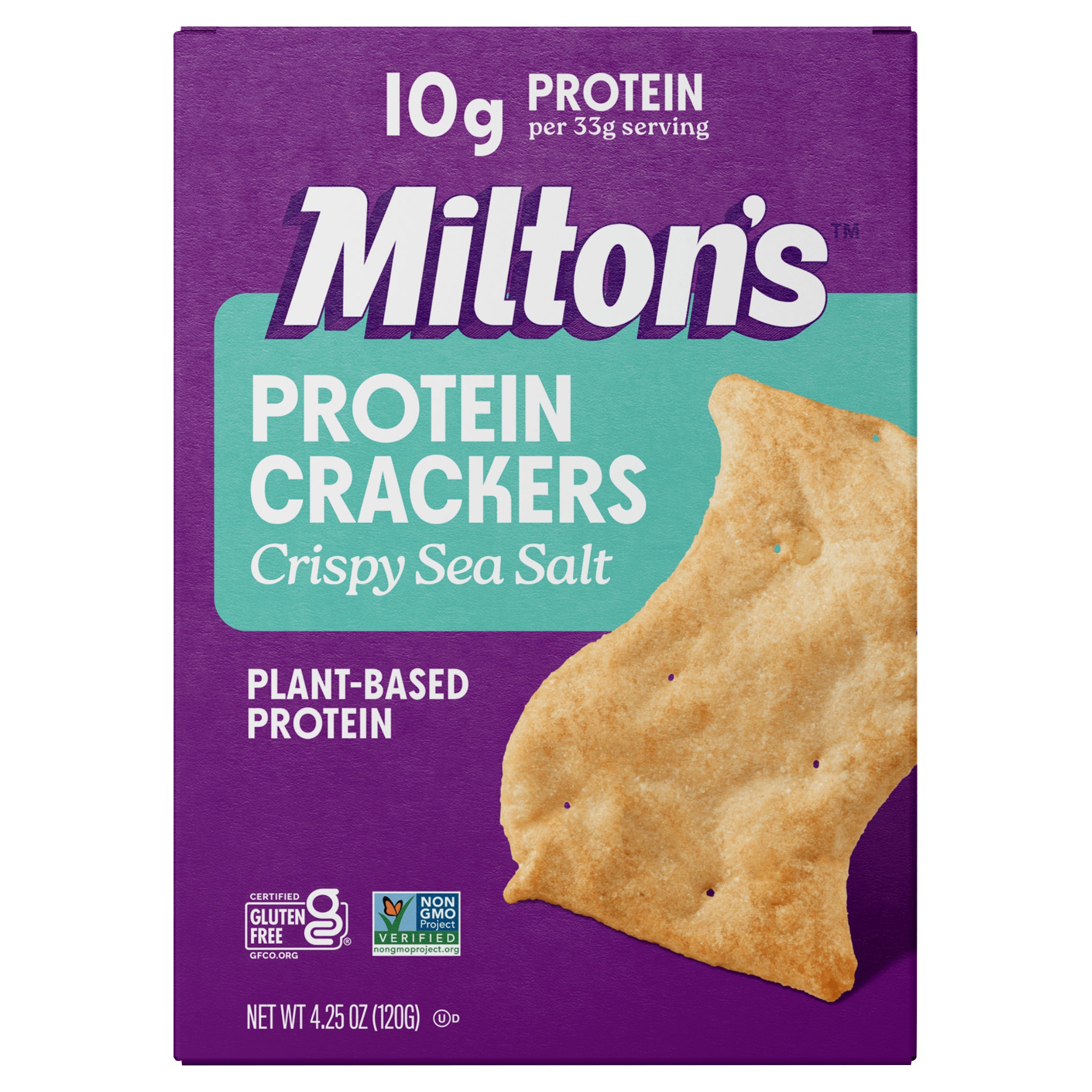 Milton's Protein Crackers - Crispy Sea Salt, 4.25oz - Case of 6