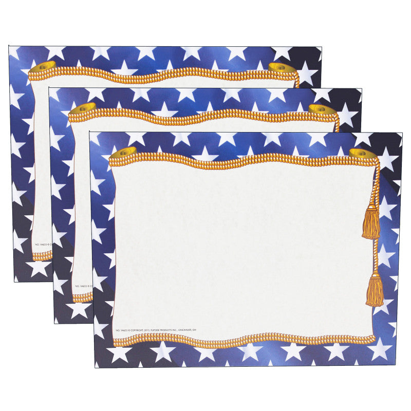 HAYES PUBLISHING - Stars Border Certificate, 8.5" x 11", 50 Per Pack, 3 Packs