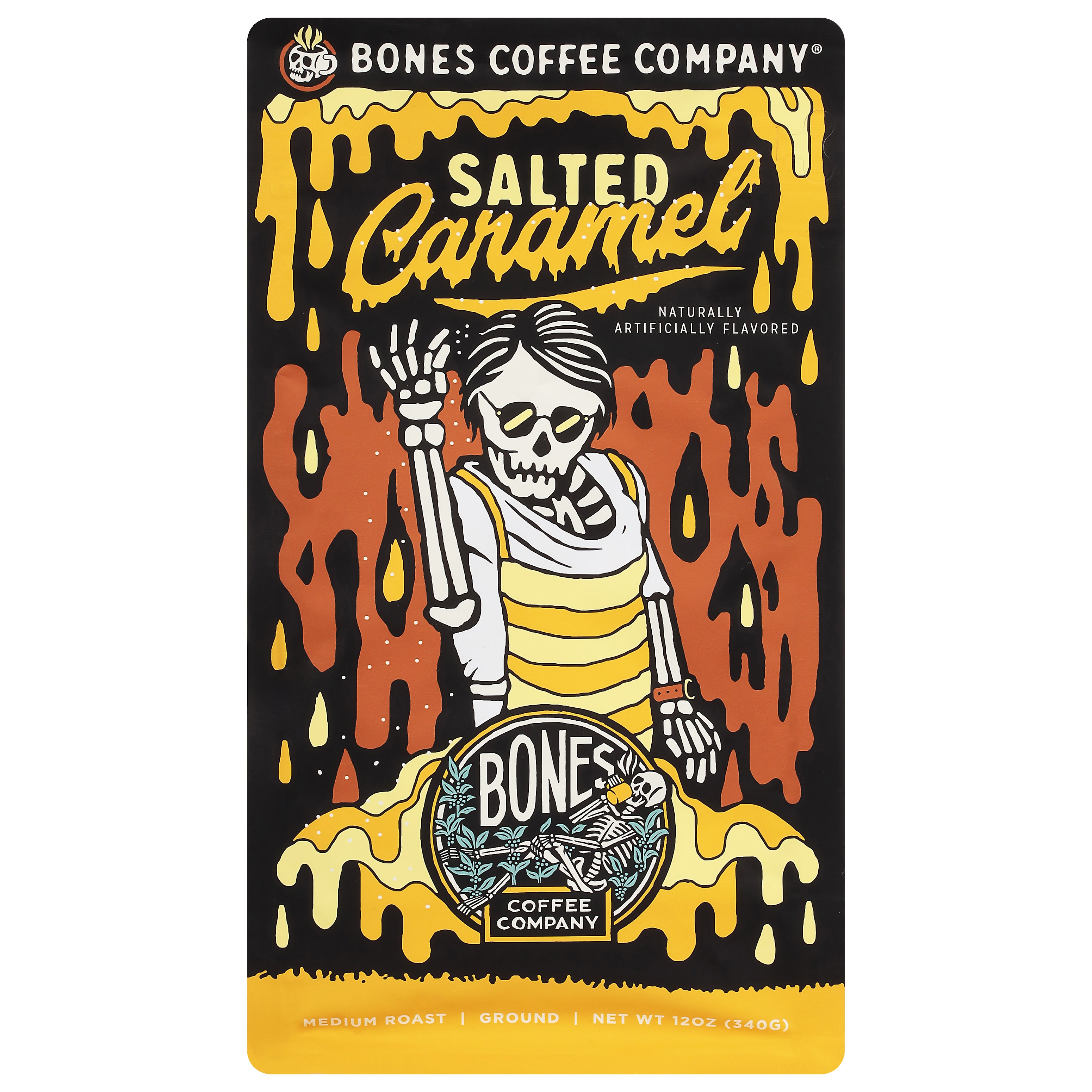 Bones Coffee Company Medium Roast Ground Salted Caramel Coffee 12 oz - Case of 12