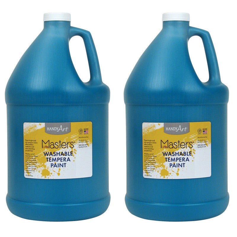 HANDY ART - Little Masters® Washable Tempera Paint, Turquoise, Gallon, Pack of 2