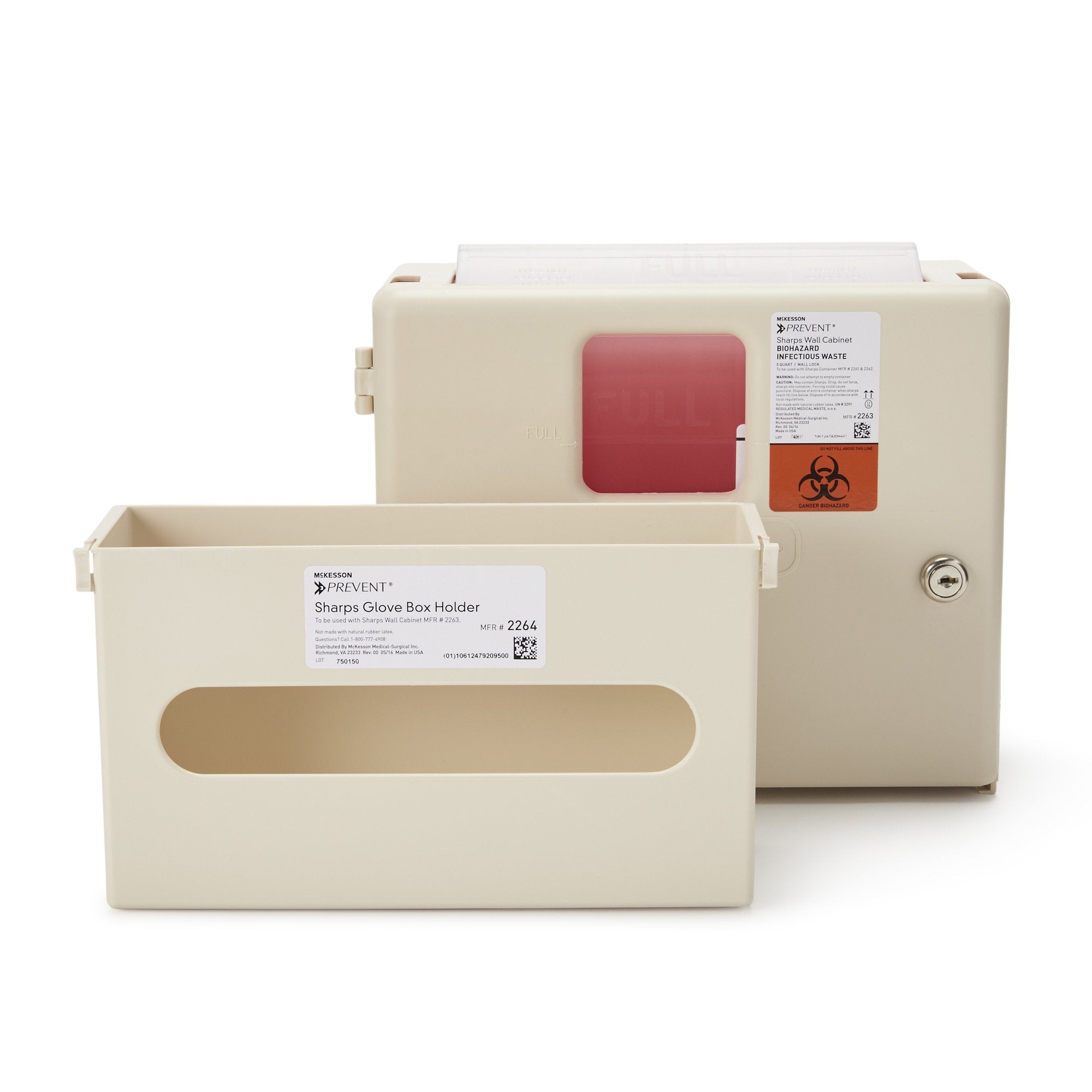 McKesson Brand - Sharps Container Cabinet / Wall Enclosure with Glove Box McKesson Prevent® Polypropylene Wall Mount Locking [1/EA]