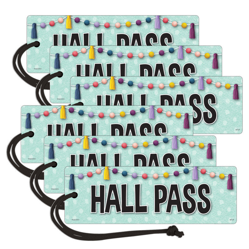 TEACHER CREATED RESOURCES - Oh Happy Day Magnetic Hall Pass, Pack of 6