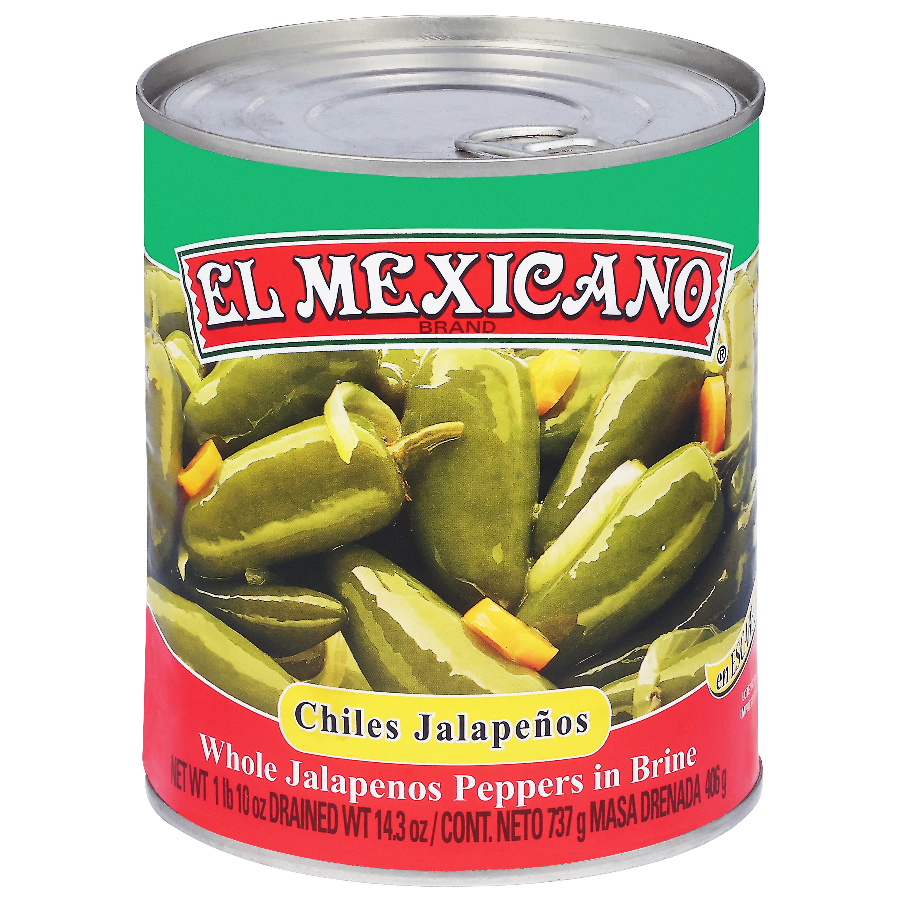 El Mexicano Whole Jalapenos Peppers in Brine 737 g - Case of 12