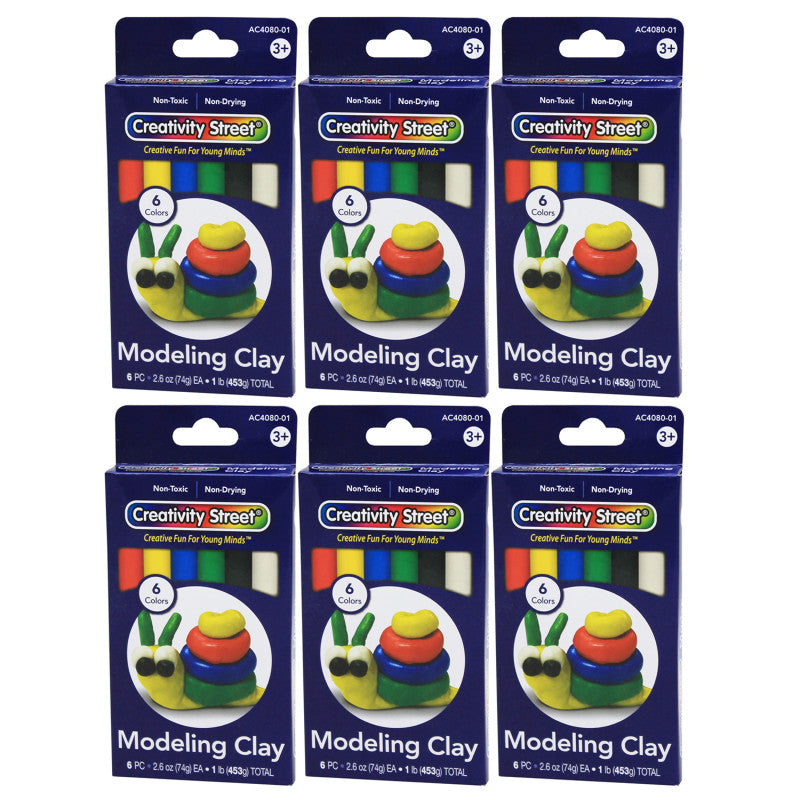 CREATIVITY STREET - Extruded Modeling Clay, 6 Assorted Colors, 6 Sticks/1 lb. Per Pack, 6 Packs