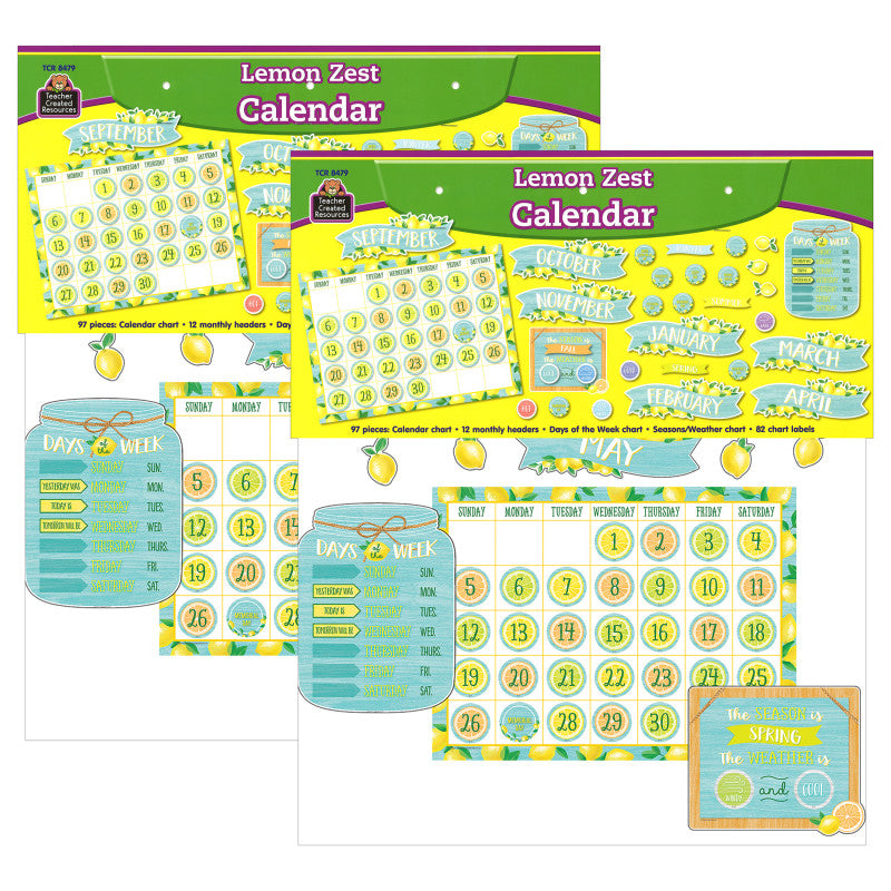 TEACHER CREATED RESOURCES - Lemon Zest Calendar Bulletin Board Set, 2 Sets