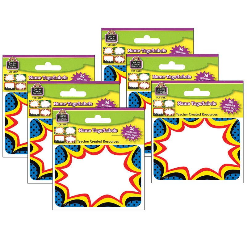 TEACHER CREATED RESOURCES - Superhero Name Tags/Labels, 36 Per Pack, 6 Packs