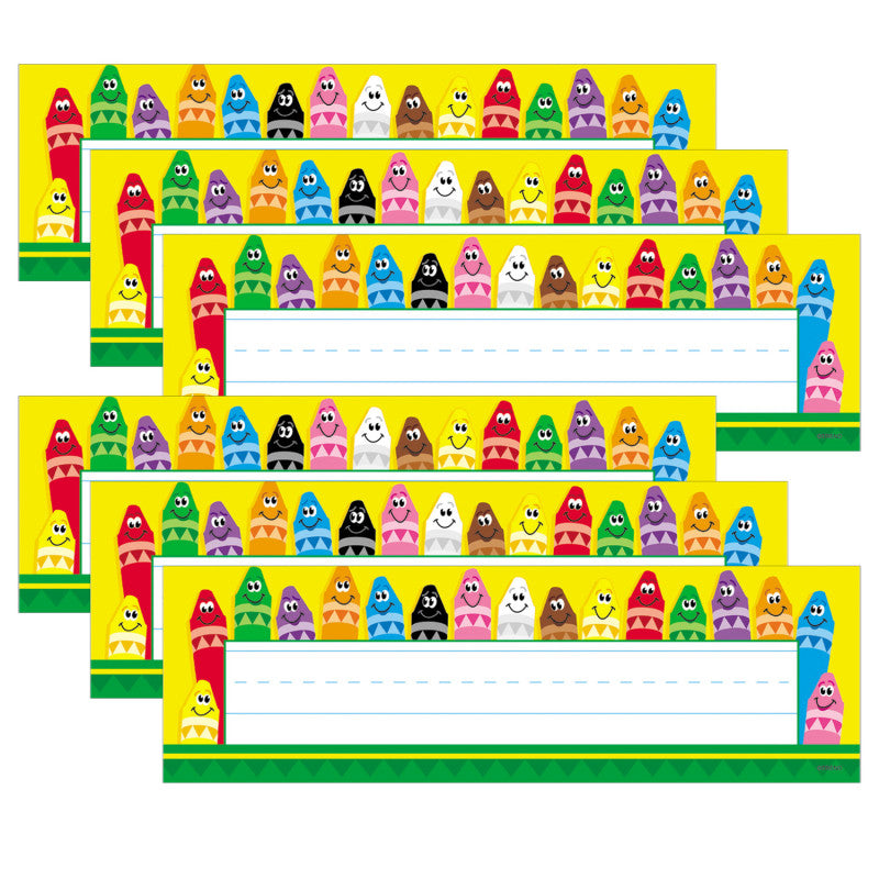 TREND - Colorful Crayons Desk Toppers® Name Plates, 36 Per Pack, 6 Packs