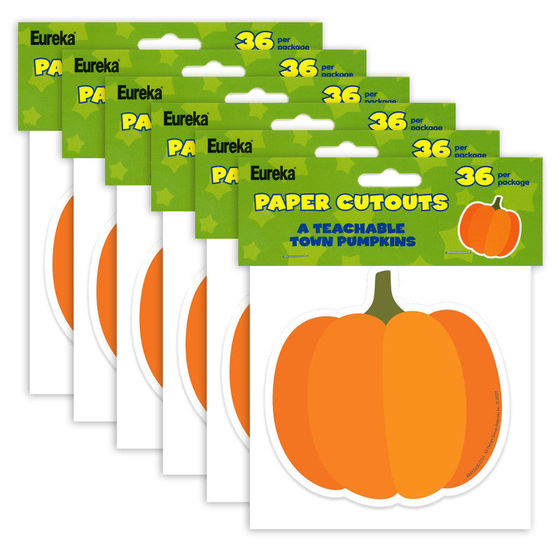 EUREKA - A Teachable Town Pumpkins Paper Cut-Outs, 36 Per Pack, 6 Packs