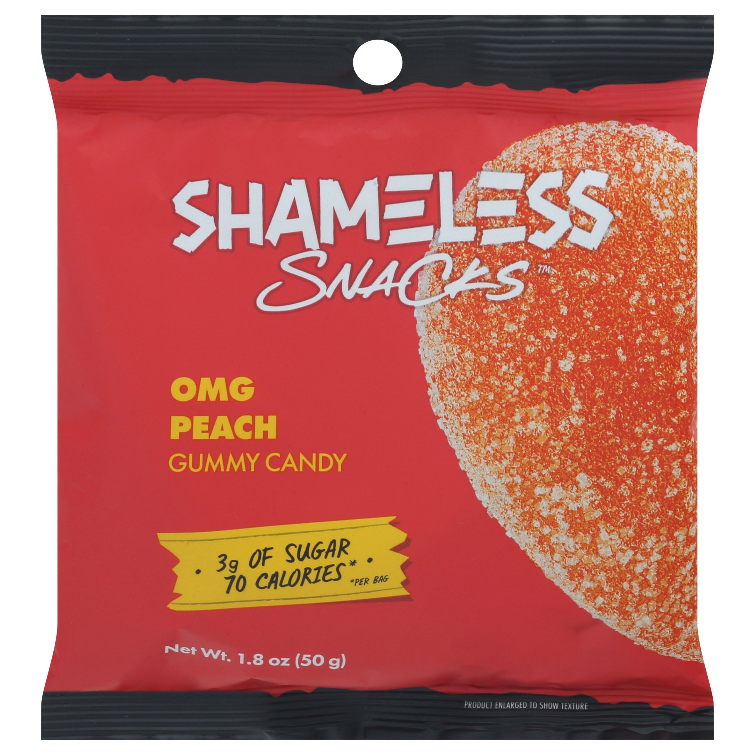 Shameless Snacks OMG Peach Gummy Candy 1.8 oz - Case of 6