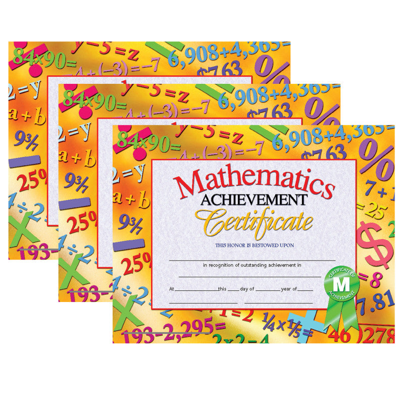 HAYES PUBLISHING - Mathematics Achievement Certificate, 30 Per Pack, 3 Packs (H-VA681-3)