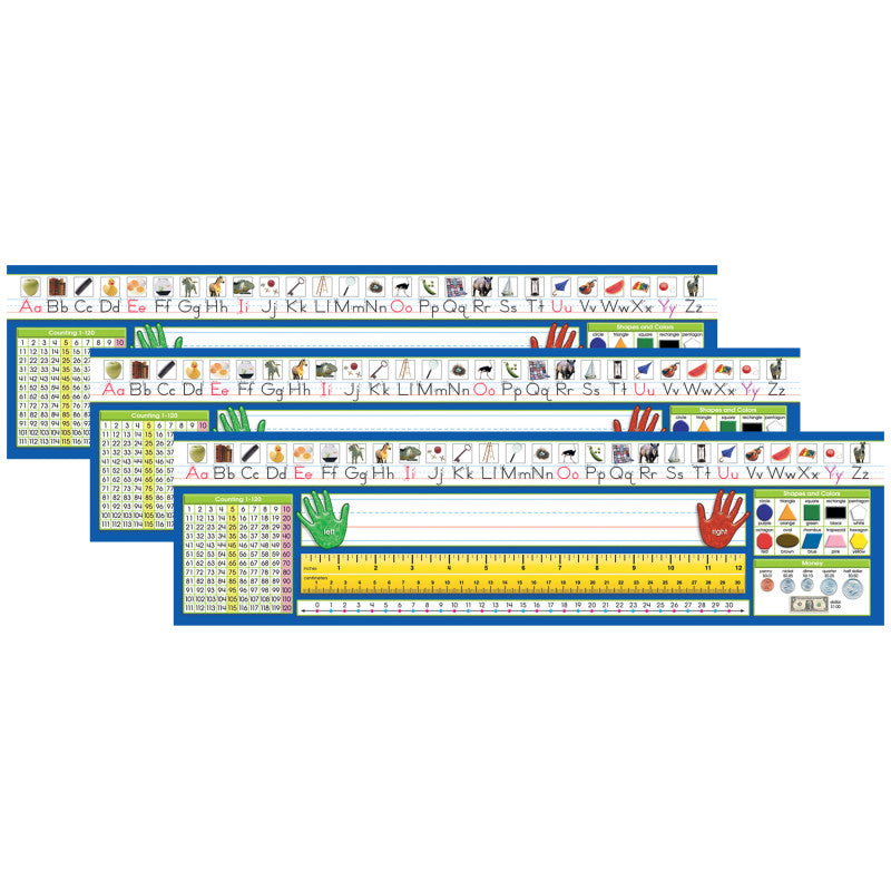 NORTH STAR TEACHER RESOURCES - Primary Traditional Manuscript Counting 1-120 Desk Plates, 36 Per Pack, 3 Packs