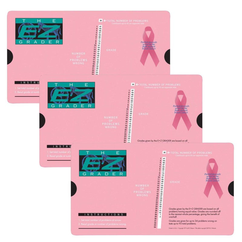 ORIGINAL E-Z GRADER - Breast Cancer Pink E-Z Grader, Pack of 3