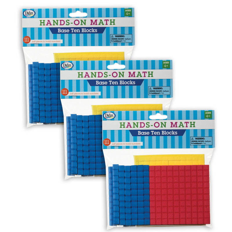 DIDAX - Foam Base Ten Blocks, 111 Per Pack, 3 Packs