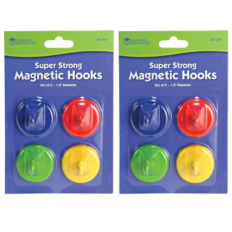 LEARNING RESOURCES - Super Strong Magnetic Hooks, 1 1/2" Diameter, 4 Per Pack, 2 Packs