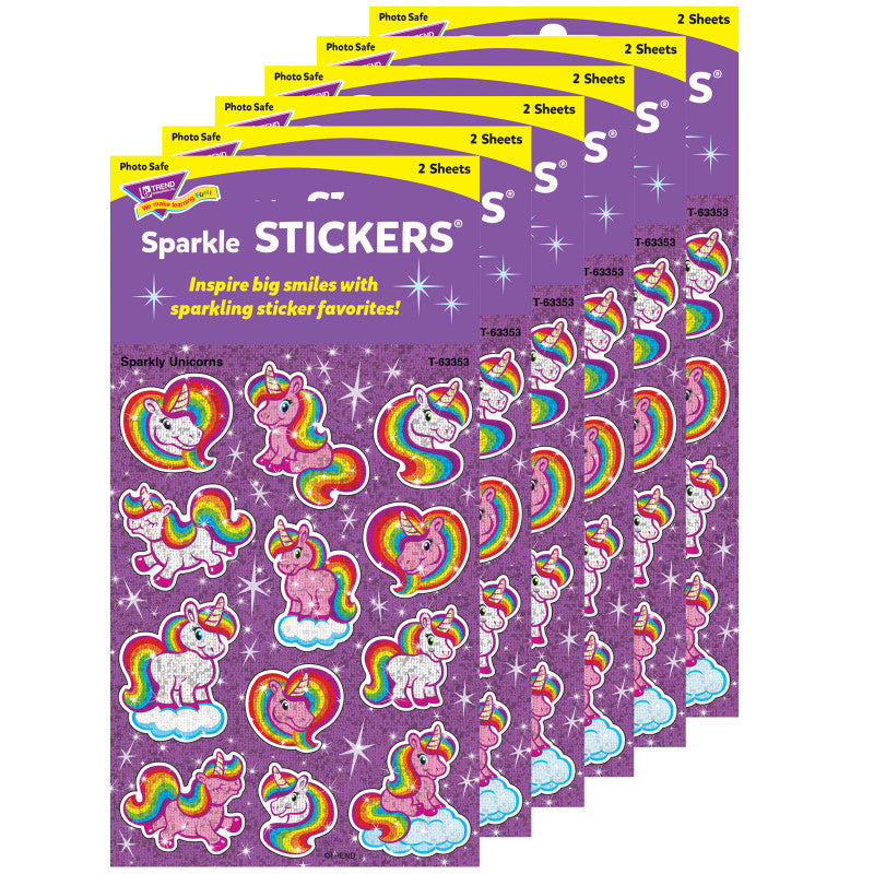 TREND - Sparkly Unicorns Sparkle Stickers®, 24 Per Pack, 6 Packs