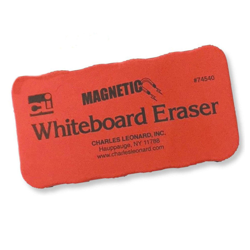 CHARLES LEONARD - Magnetic Whiteboard Eraser, Red/Black, 12 Per Pack