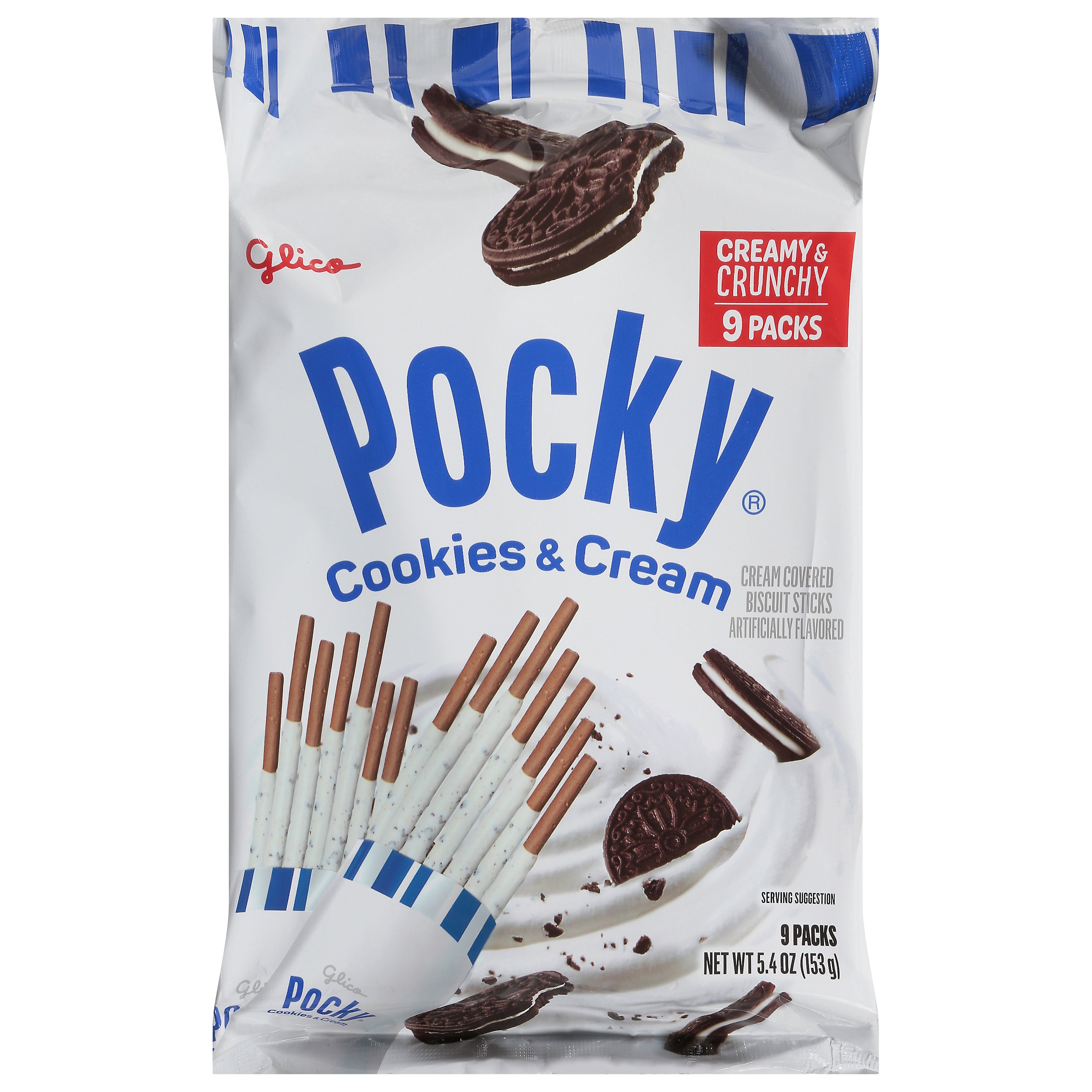 Pocky Creamy & Crunchy Cookies & Cream Biscuit Sticks 9 ea - Case of 5
