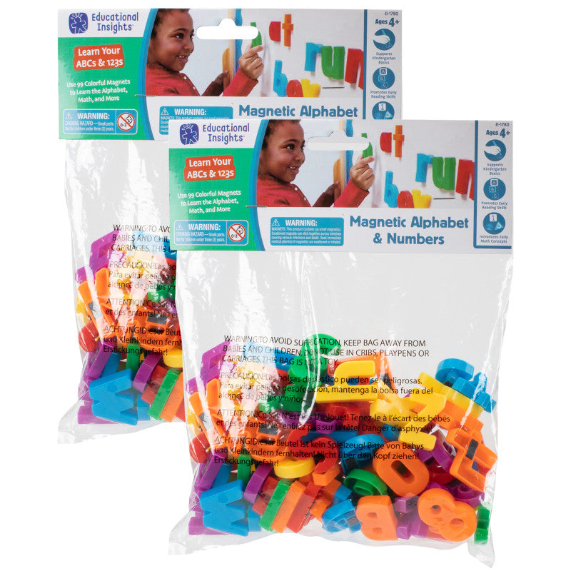 EDUCATIONAL INSIGHTS - Magnetic Letters & Numbers, 99 Pieces Per Pack, 2 Packs