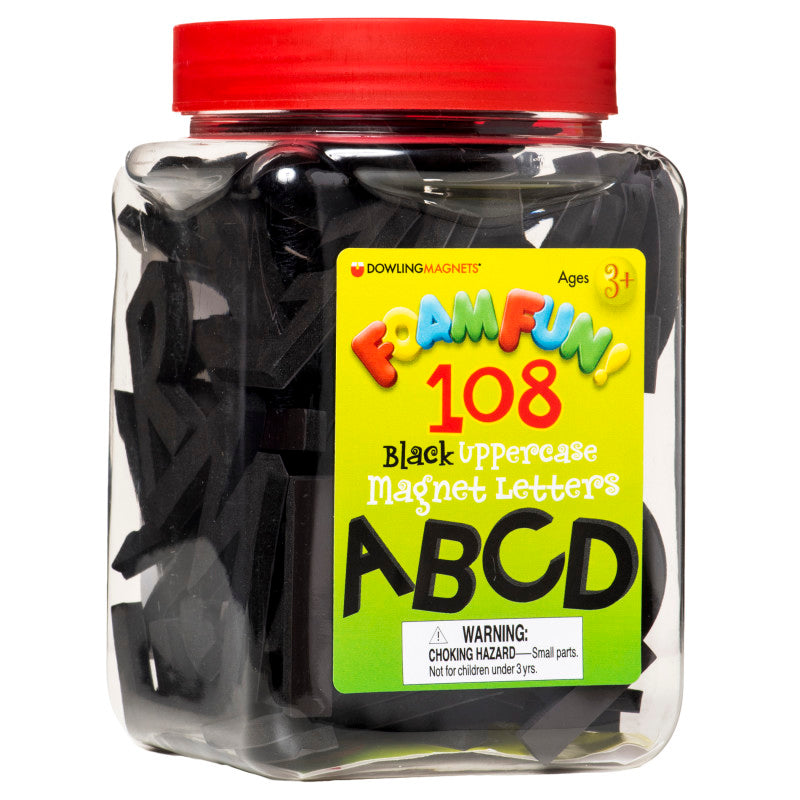 DOWLING MAGNETS - Foam Fun!™ Uppercase Black Magnetic Letters, 108 Pieces