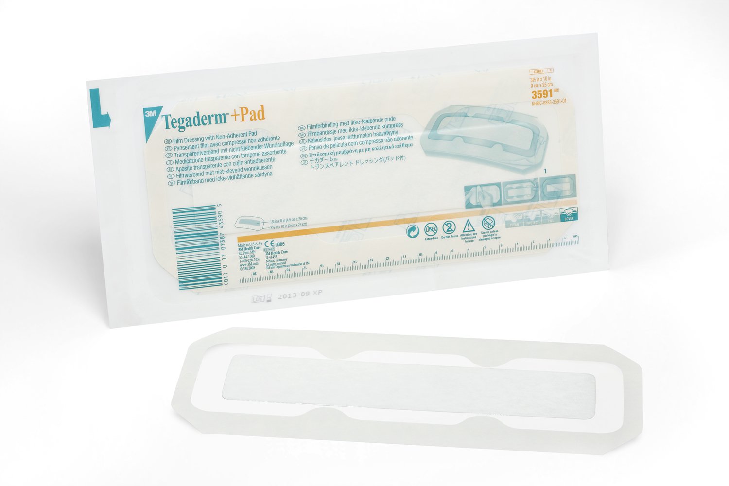 Solventum Corporation - Transparent Film Dressing with Pad 3M™ Tegaderm™ + 3-1/2 X 10 Inch Frame Style Delivery Rectangle Sterile [100/CS]