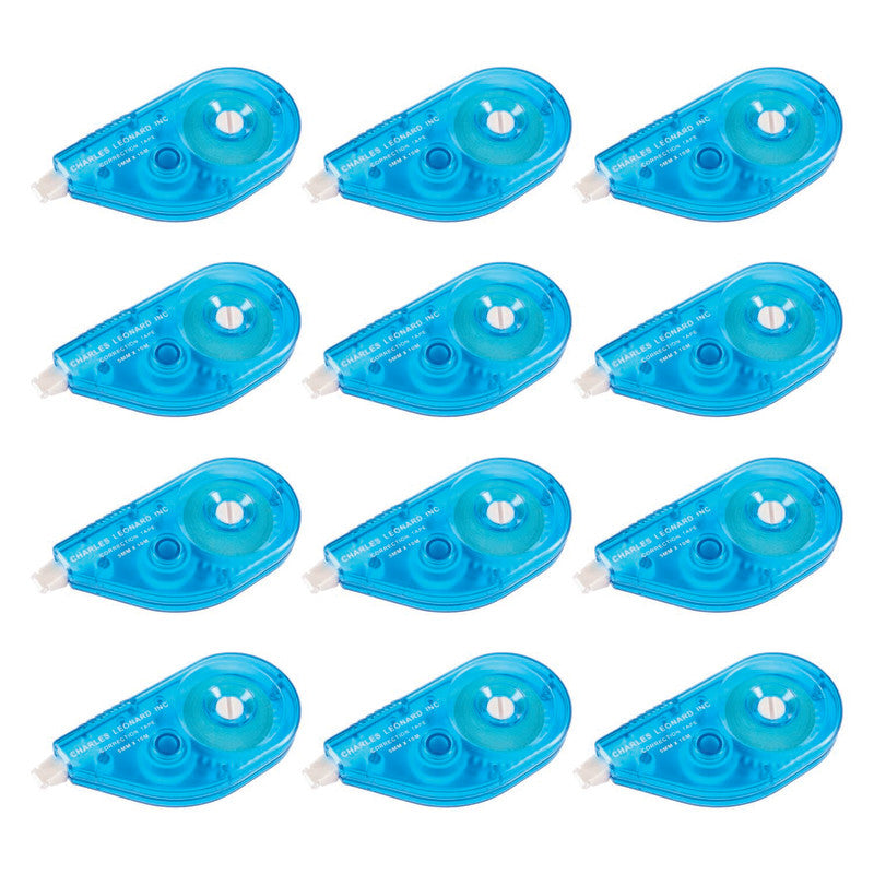 CHARLES LEONARD - White Paper Correction Tape, Blue Case, Pack of 12