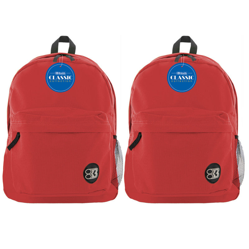 BAZIC PRODUCTS - Classic Backpack 17" Red, Pack of 2
